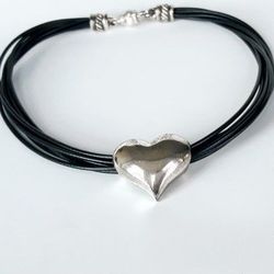 Silver & Leather Love Heart Necklace From Brighton 