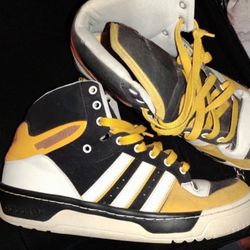 Men's Size 10 Adidas Attitude Hi Basketball Sneakers in Yellow/Black/White