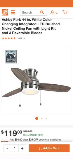 Ashley Park 44-in LED Indoor Color Changing Ceiling Fan