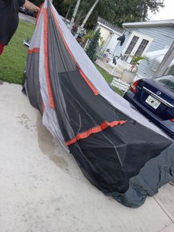 Large Camping Tent Gray and Orange
