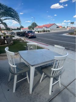 Newark White and Gray 5 Piece Dining Room Set with Swivel Chairs