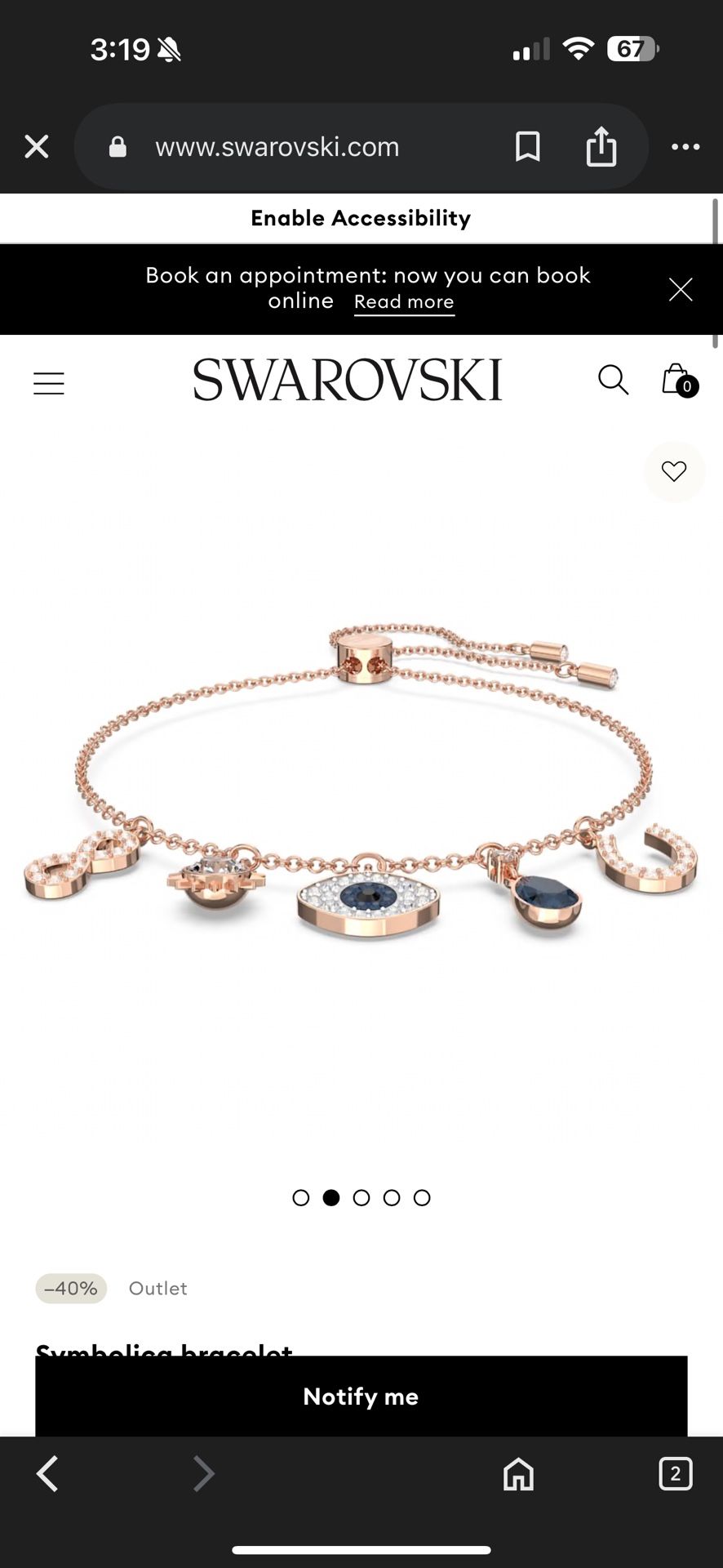 Swarovski Crystal Evil Eye Pendant Bracelet