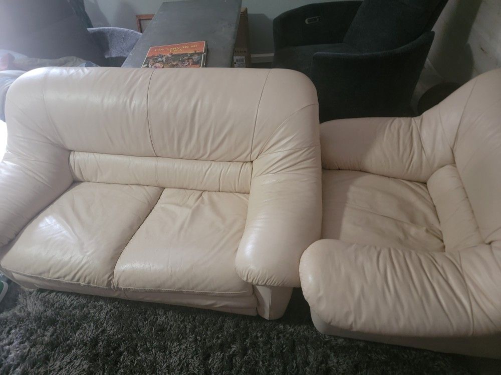 leather white couches love and chair