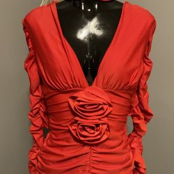 BRAND NEW FASHION NOVA DRESS Red Ruched Mini Dress