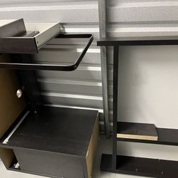 Brown IKEA Desk With Dry Erase Board Hutch