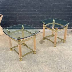Pair of Italian Mid-Century Modern Brass Horn Style Side Tables, c.1970’s - Delivery Available