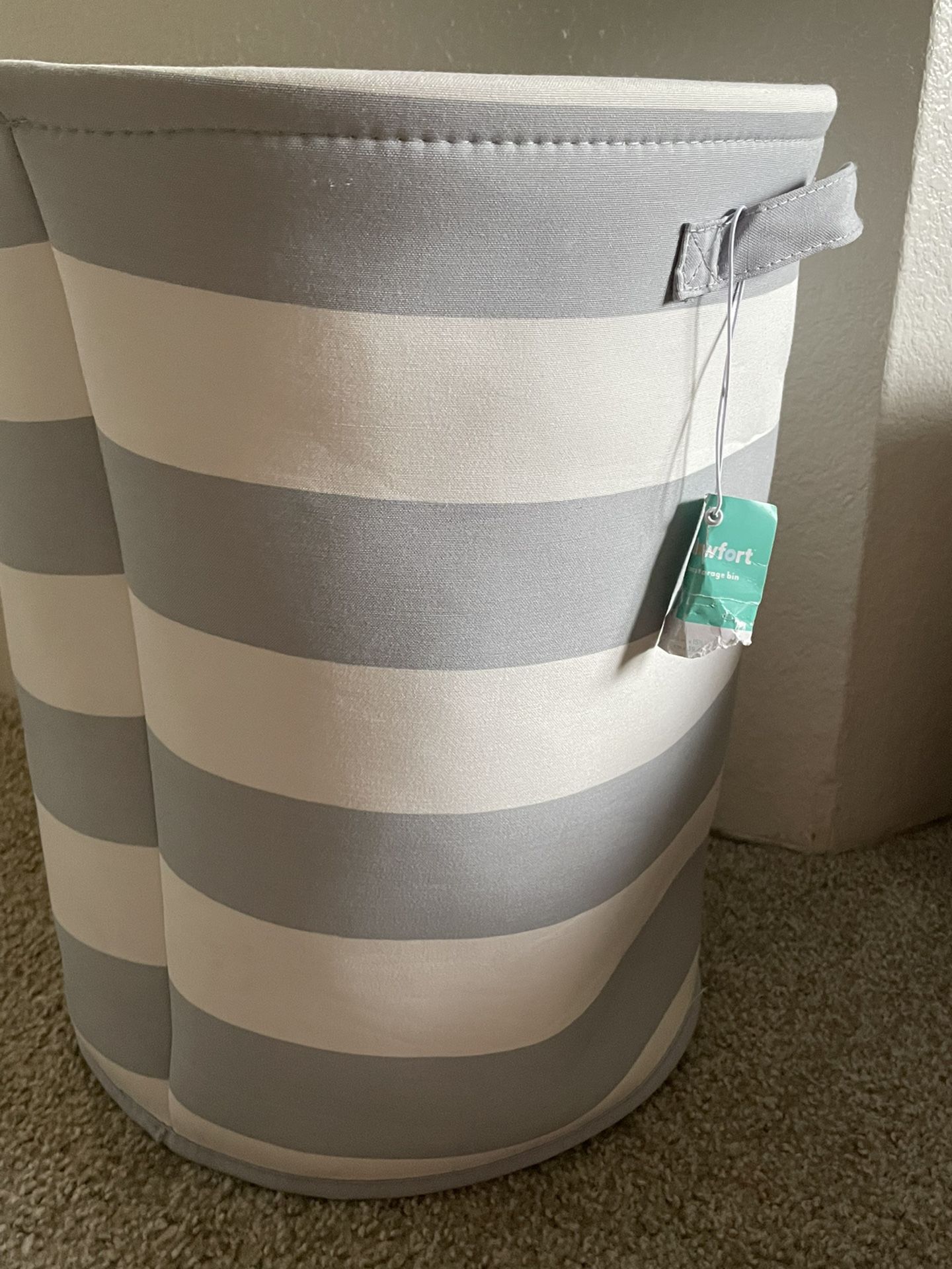 Two Pillow Fort Fabric Striped Bins 