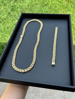 14K Gold filled chino link chain with a matching bracelet set