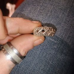 Vintage 925 Silver & Markasite Filigree Ring