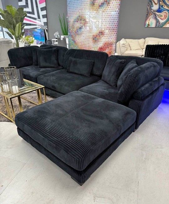 Black Sectional Sofa 🛋 Modular 4 Pcs NEW Extra Large 135x90