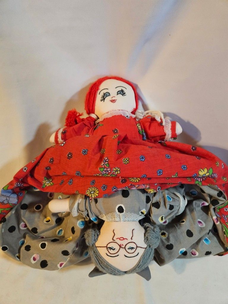 Topsy Turvy Flip Doll Little Red Riding Hood Grandmother Wolf 3 Dolls In One Excellent Thick Vintage Condition The Topsy Turvy Flip Doll is a vintage
