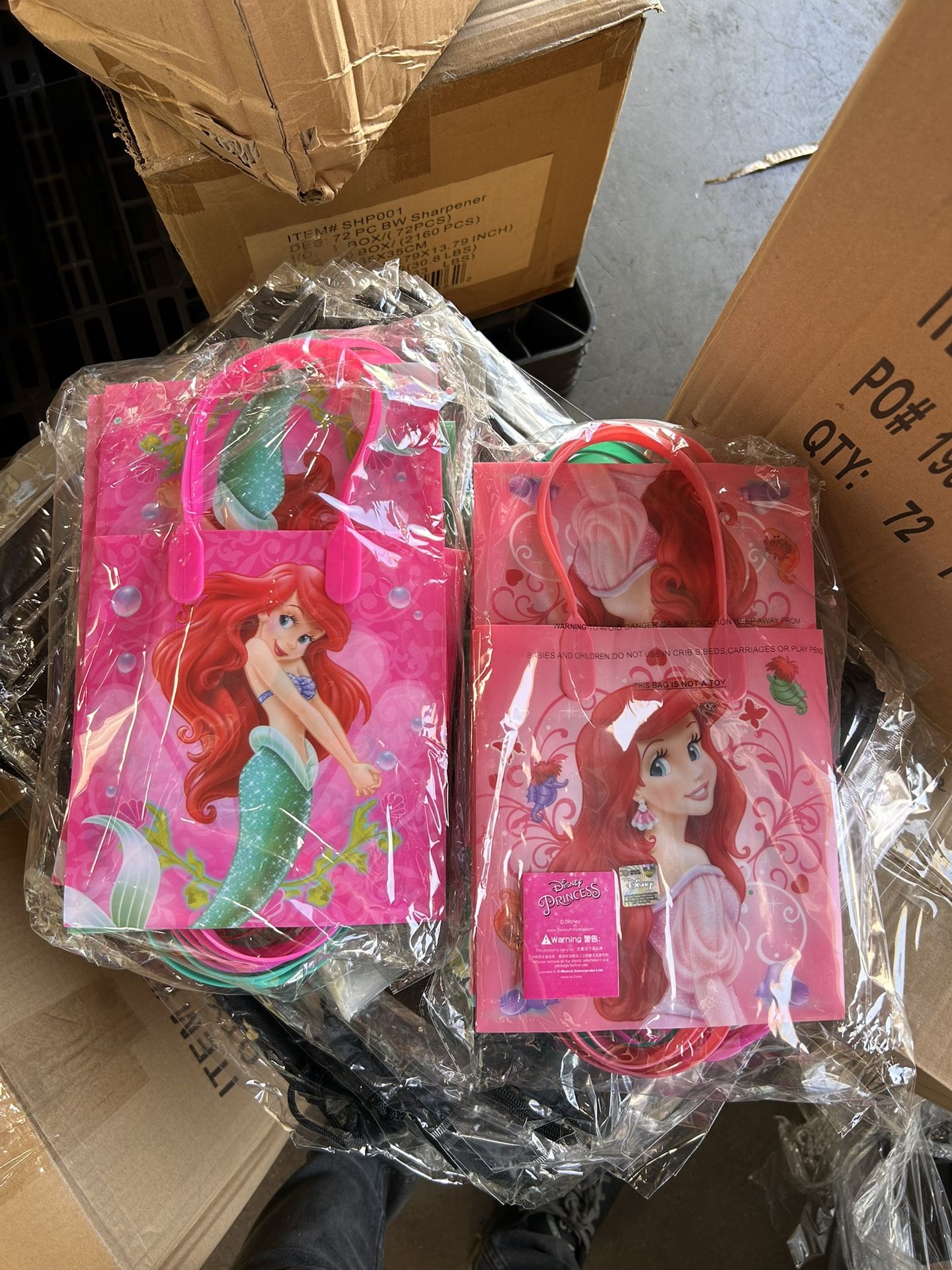 12packLittle Mermaid Party Favor Bags Ariel Birthday Candy Treat Favors Gifts Plastic 6.5" x 6.5" x3.0"