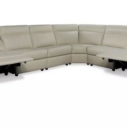 Leather Section Sofa (With 2 Electric Recliners) 