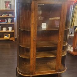 Antique Curved Glass Cabinet 