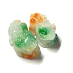 Pair three color pi xiu jade jadeite pendant necklace