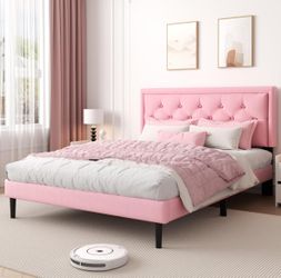 New Pink Full Size Platform Bed Frame With Headboard $140 Or $280 With Nice Thick Mattress Included 