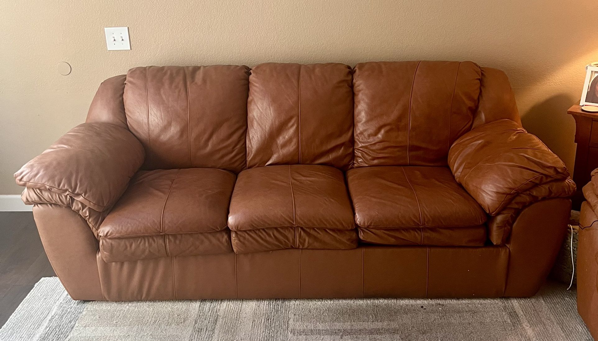Leather sofa and loveseat
