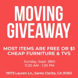 Moving Giveaway (Free & Cheap Items) 