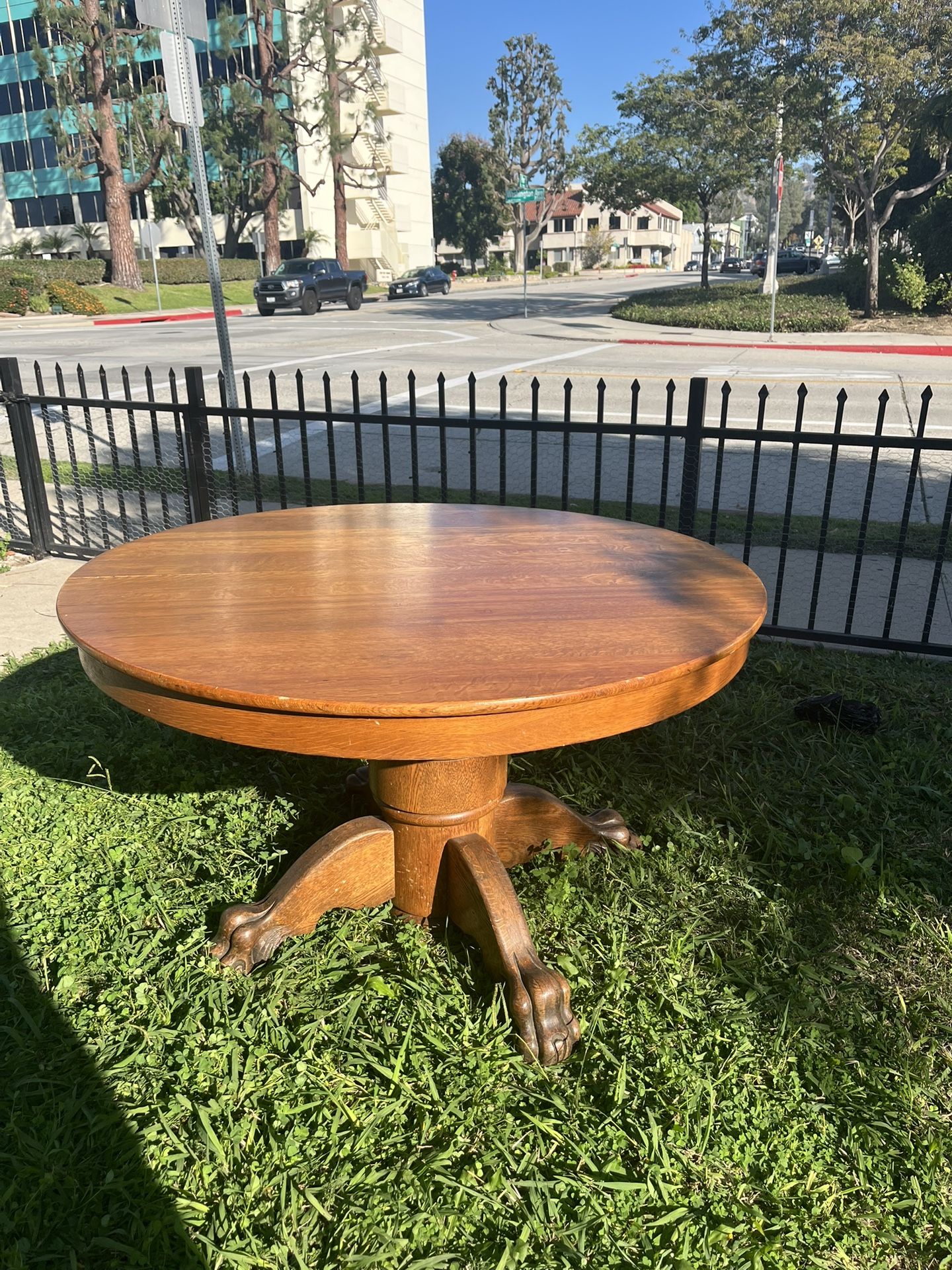 VTG Solid Oak Clawfoot Dining Table 48x28