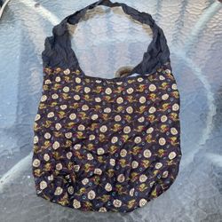 Brown bird and flower design cloth handbag