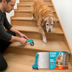 Steady Paws Clear Anti-Slip Stair Treads – Transparent Adhesive Stair Strips for Dogs, Cats, & Elderly Pets, Non-Slip Step Traction Pads for Pet Safet