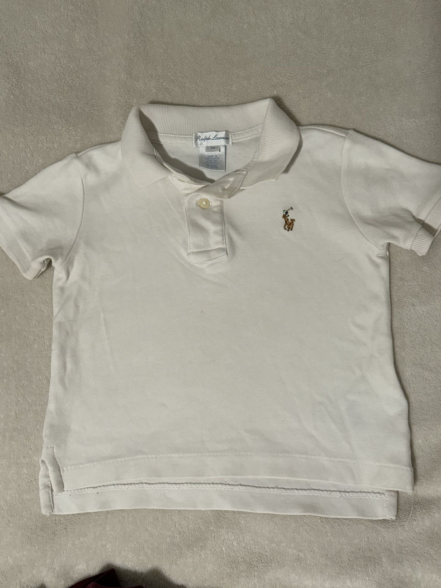 Ralph Lauren Baby Boy Short Sleeve Polo Shirt - White 12 Months