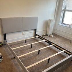 Queen Size Linen Upholstered Platform Bed Frame