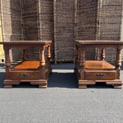 Vintage Tell City You G Republic Solid Hard Rock Maple Wood Nightstands