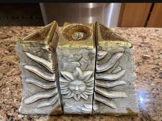  3pcs Ceramic Candle.  Image Of Sun/Moon Celestial Solar