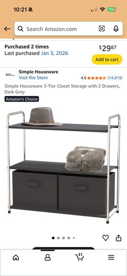 3 tier closet storage with two drawers