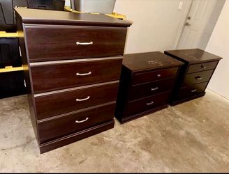 Brown dresser & 2x Terra Nightstands