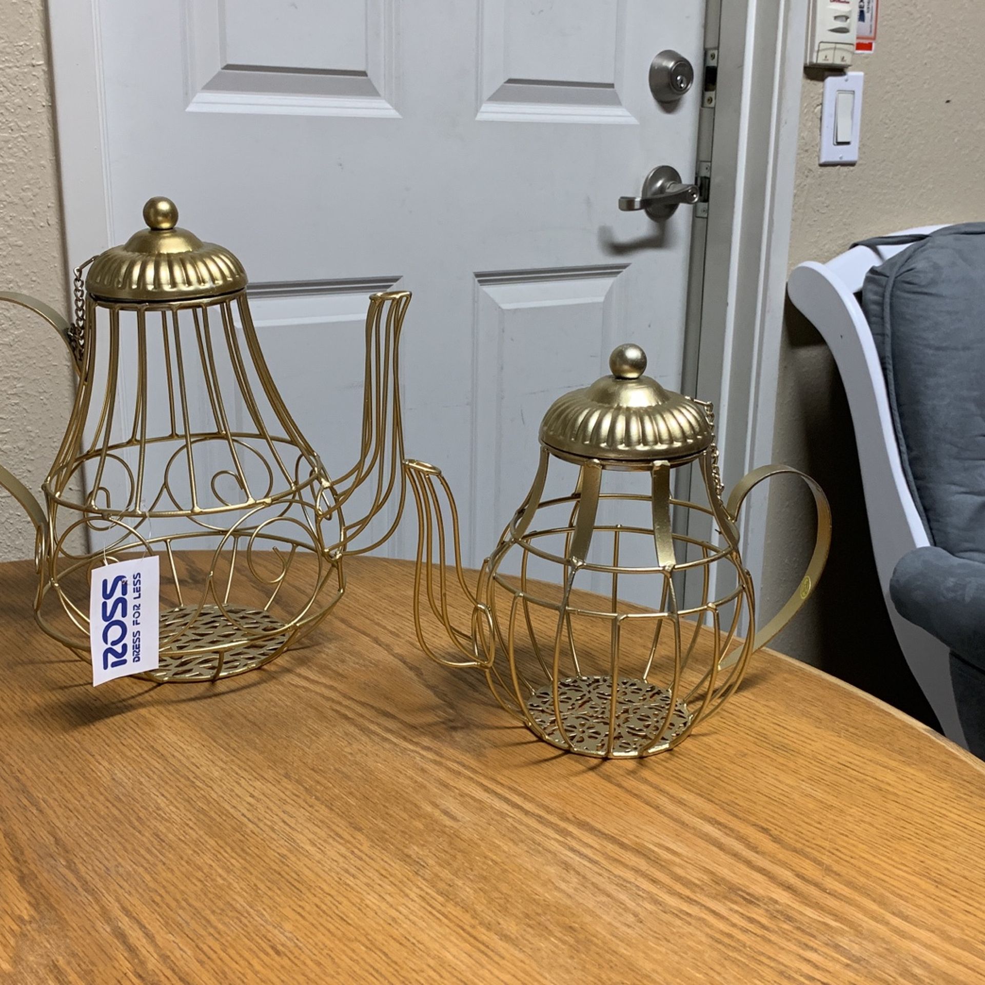 Two Metal Teapot Decor Pieces