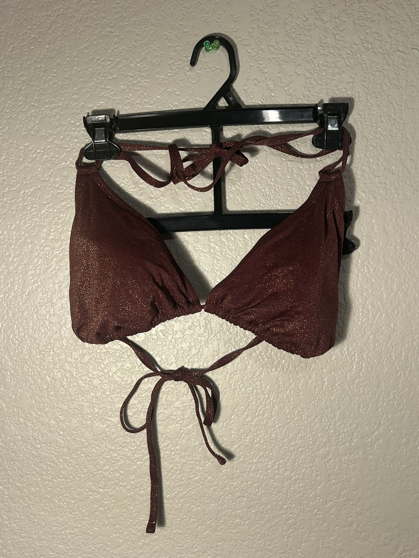 Maroon And Gold Glitter Bikini Top