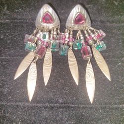 BEAUTIFUL STERLING SILVER EARRINGS W/GENUINE AMETHYST STONES