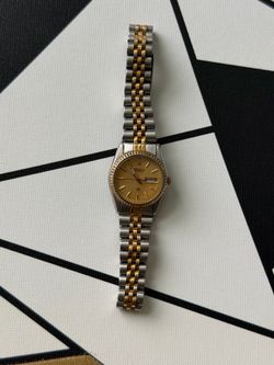 Vintage Seiko Quartz Two-Tone Day/Date Watch | Champagne Dial | Fluted Bezel | Gold & Silver Bracelet