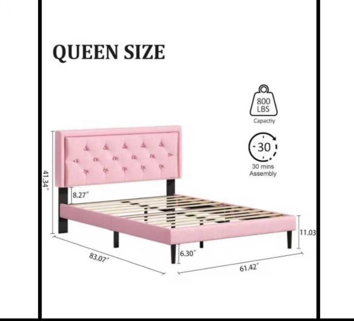 Queen Bed Frame Pink