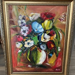 ***LARGE FLORAL OIL PAINTING ***