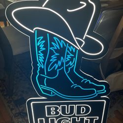 Bud Light W/ Cowboy Boots LED Sign