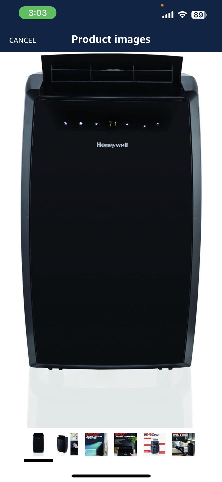 Honeywell Classic Portable Air Conditioner with Dehumidifier & Fan, Cools Rooms Up to 500 Sq. Ft. with Drain Pan & Insulation Tape, Black