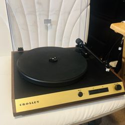 Crosley C72 2-Speed Belt-Drive Bluetooth Turntable Record Player (Walnut) | 80W Speakers | Carbon Fiber Tonearm
