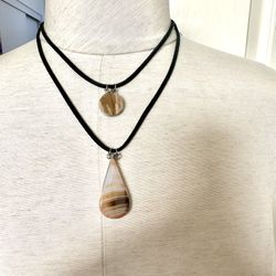 Agate Double Pendant Necklace