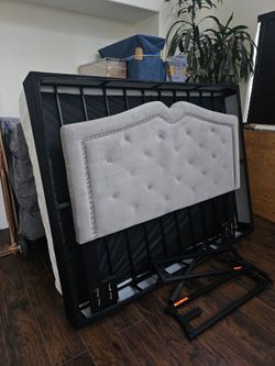 Will Take Best Offers Not Free mattress and metal box Spring and metal bed frame headboard size queen
