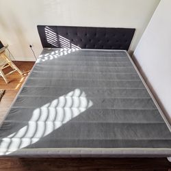 King Bed - Metal Frame, Wooden Arms, Adjustable Back, Frame Washable Cover