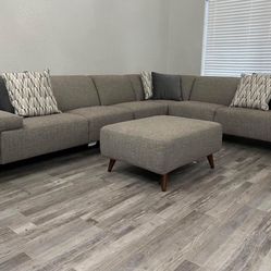 Brand New Sectional Sofa Sectional Couch Large Sofa Grey Sofa ! Huge Sectional With Ottoman And Pillows Free Delivery 