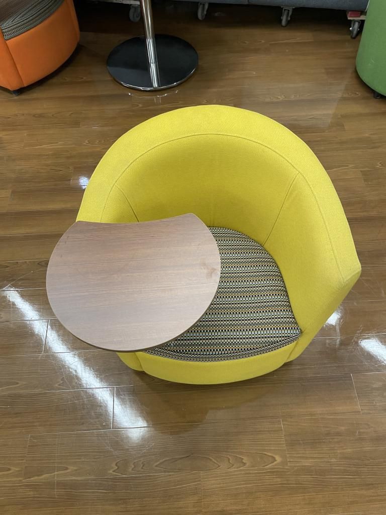 Global Yellow Soft Chair with Swivel Desk