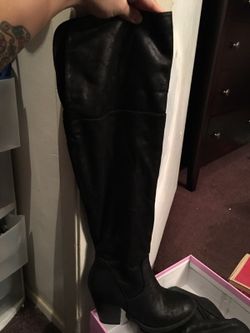 Black over the knee high heel boots