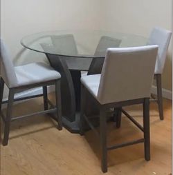 Round Glass Top Counter Height Dining Set