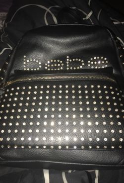 Brand New “bebe” Leather Backpack with gold, spikes and rhinestones