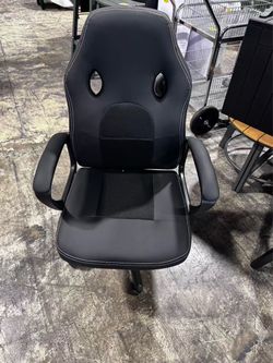 Gaming Chair Office Chair Leather Computer Desk Chair Racing Style Ergonomic Adjustable Swivel Task Chair with Lumbar Support and Arms (Black)