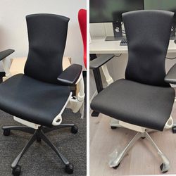 BRAND NEW HERMAN MILLER EMBODY CHAIR BLACK SYNC FABRIC WITH WHITE BACK GRAPHITE BASE 